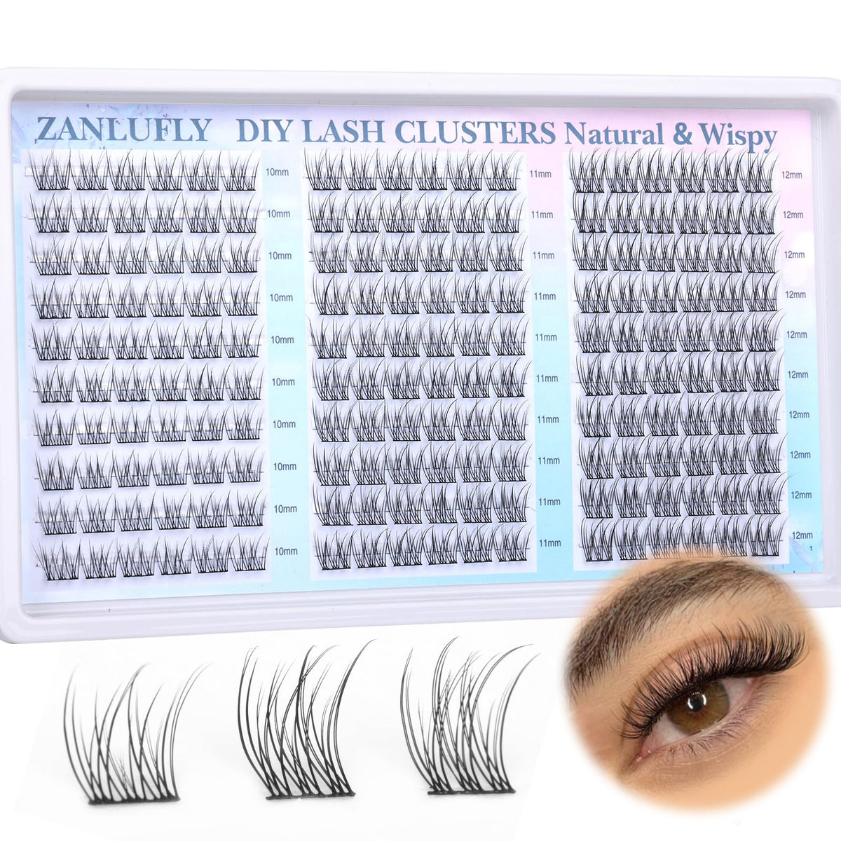 zanlufly lash clusters wispy 3D for natural look and comfortable wear