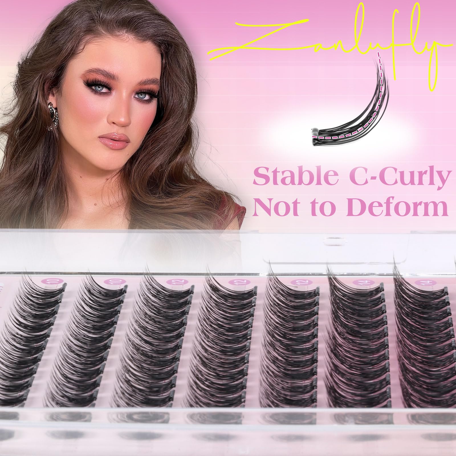 Zanlufly no-glue lashes along lash line for seamless look.