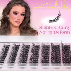 Zanlufly no-glue lashes along lash line for seamless look.