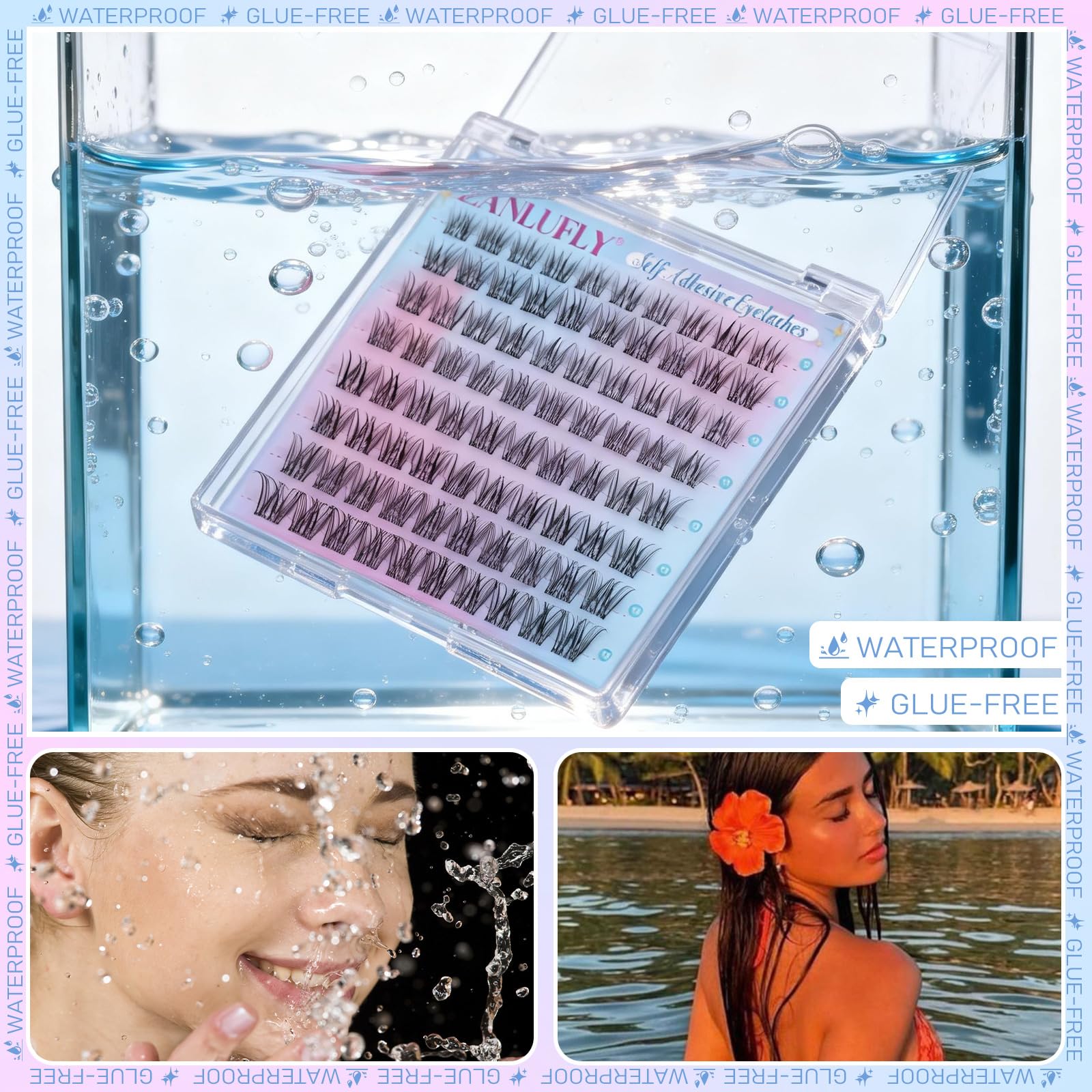 Zanlufly pre-glued lash band easy application and speed.