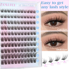 Zanlufly pre glued lashes application for quick, beginner-friendly lash styling.