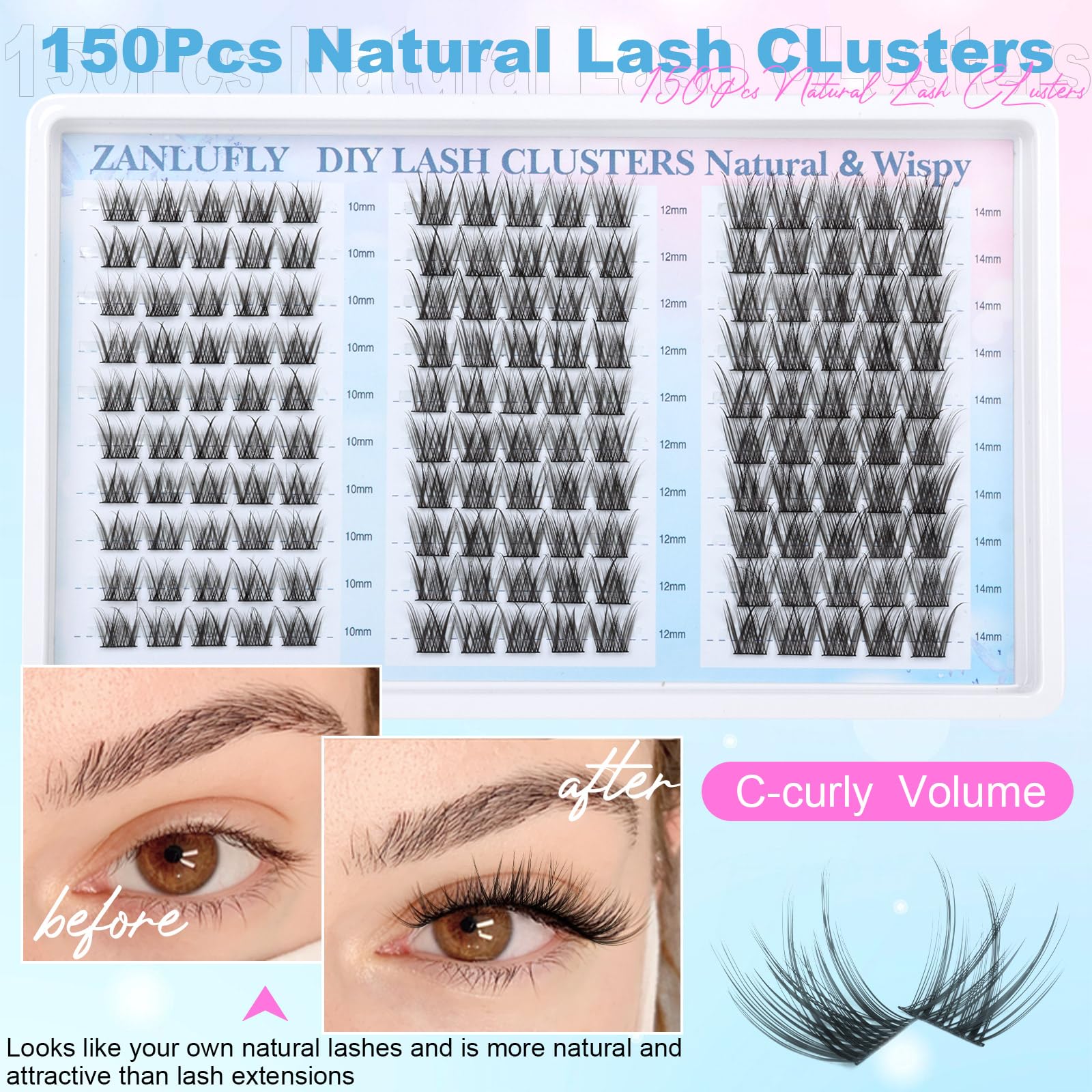 Zanlufly reusable lash clusters stay ready for multiple uses.