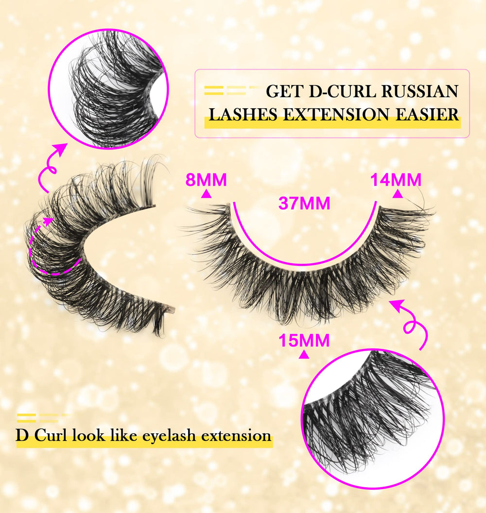 Zanlufly Russian strip lashes with fluffy multi layer texture