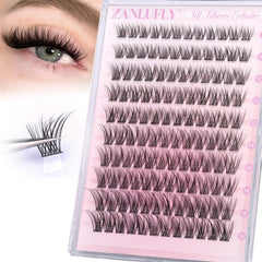 Zanlufly self-adhesive lash clusters close-up for effortless, mess-free eyelash enhancement.