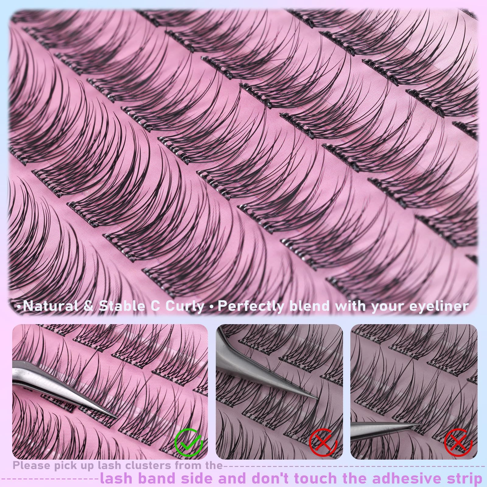 ZANLUFLY 10-12mm DIY lashes enable quick glue free application