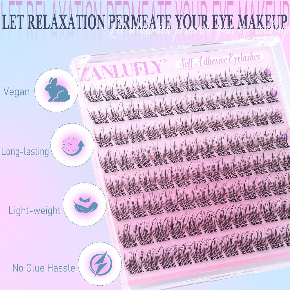 ZANLUFLY self adhesive lash clusters blend with real lashes for a seamless look