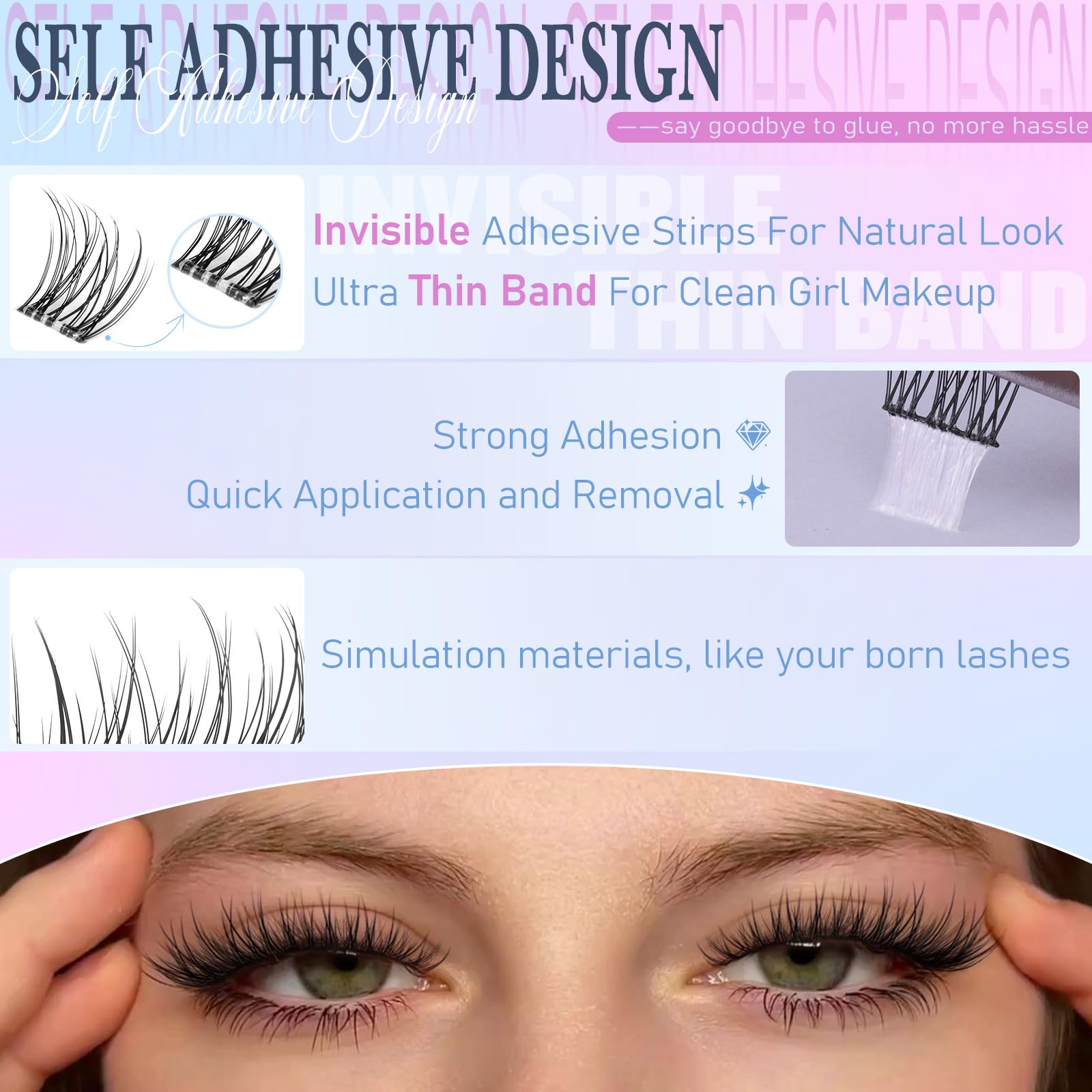 ZANLUFLY lash clusters with soft cotton band for comfortable all day wear