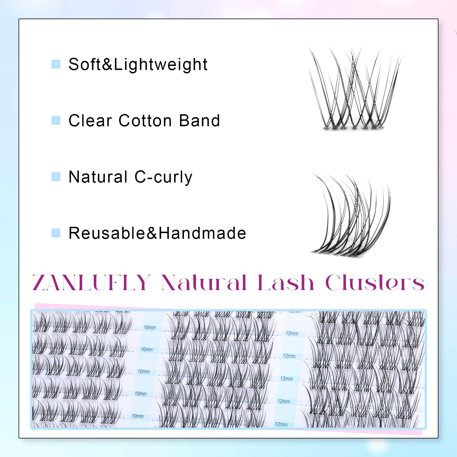 Zanlufly soft thin band lashes provide lightweight comfort for all day wear.
