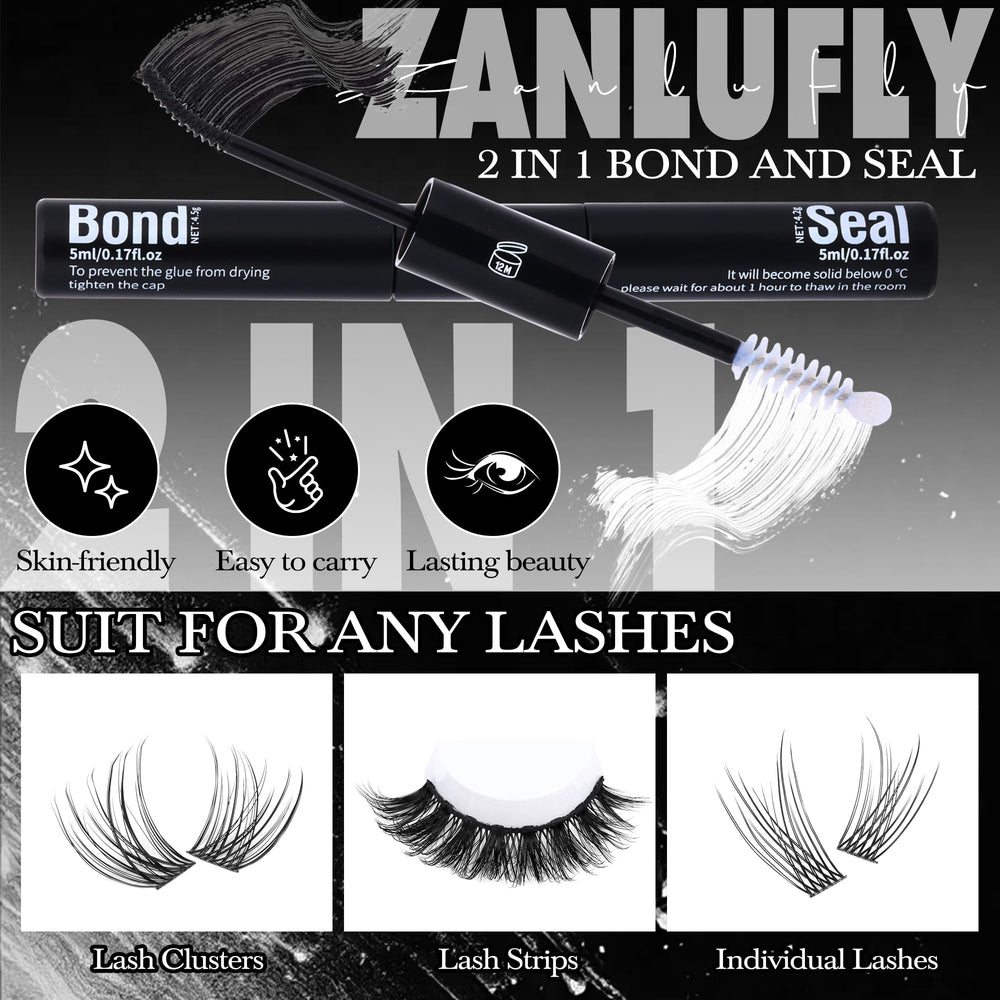 Zanlufly strong hold 72-hour eyelash glue keeps clusters secure