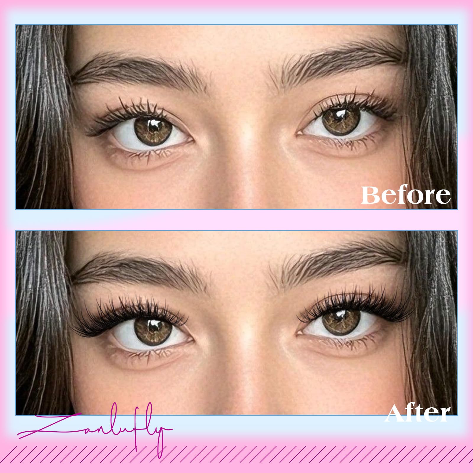 ZANLUFLY synthetic fiber lashes gentle on sensitive eyes