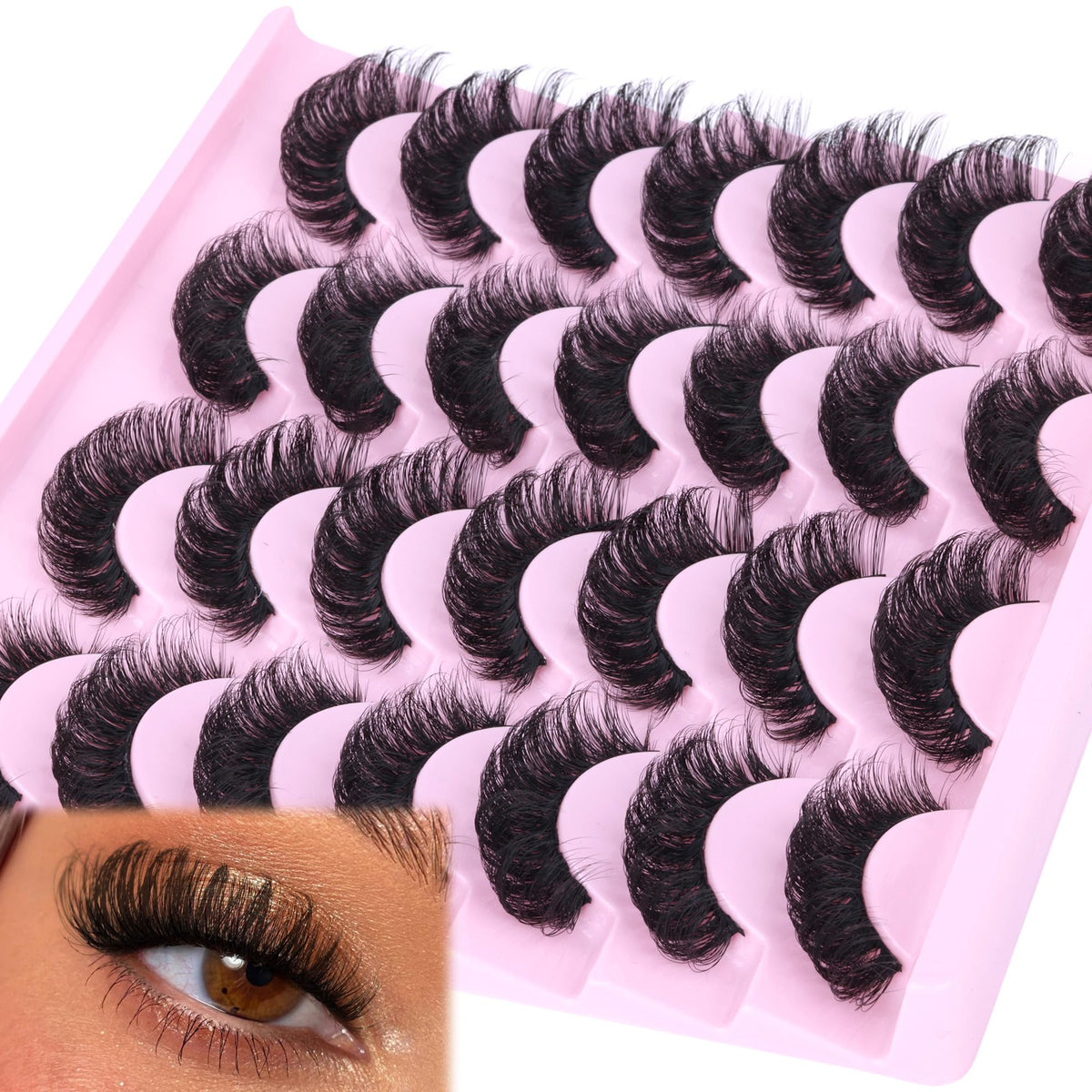Zanlufly volume Russian strip lashes with D-curly for a fuller eye look.