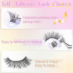 Zanlufly wispy cluster lashes on eye for natural, everyday glamour.