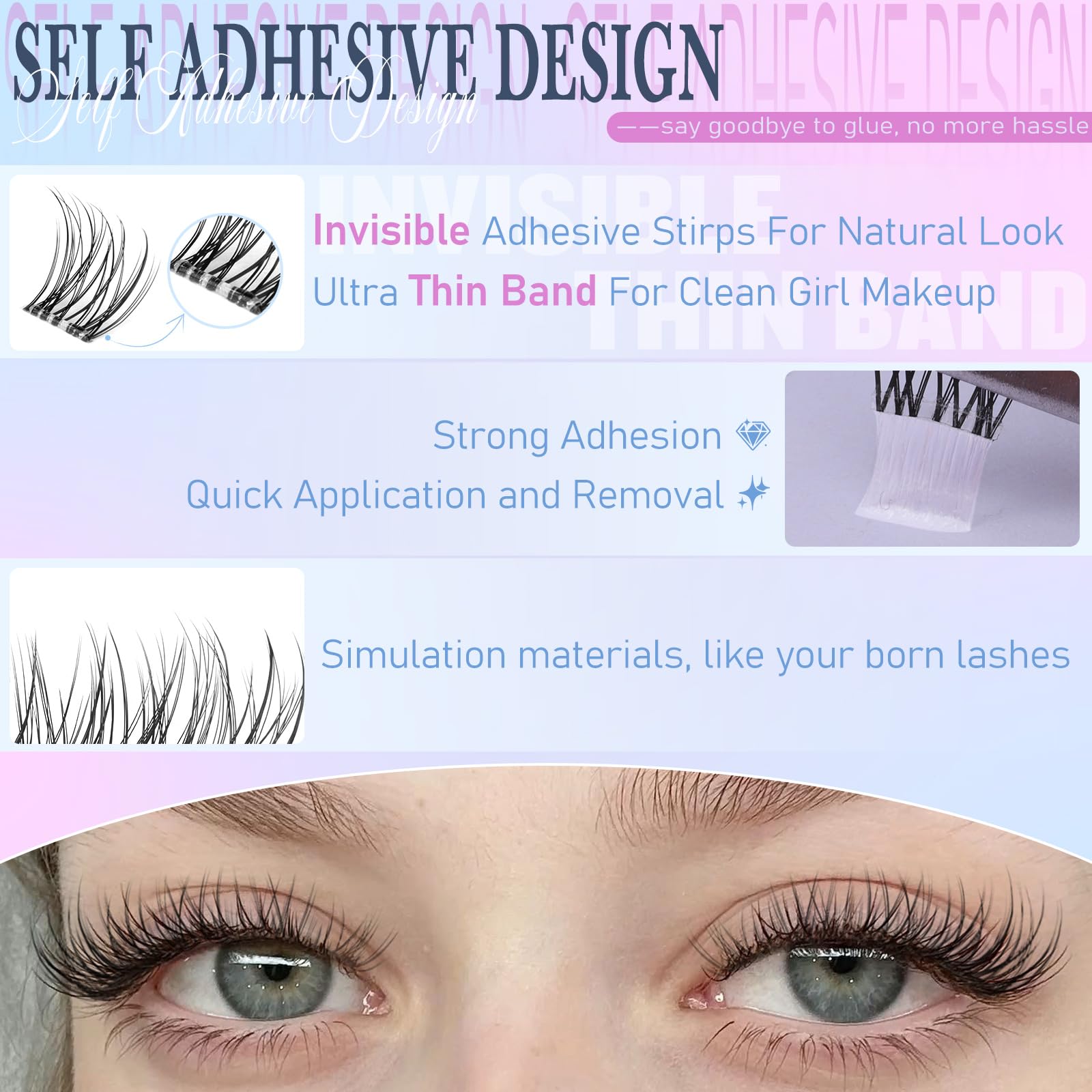 Zanlufly wispy lash clusters during application for seamless blend.