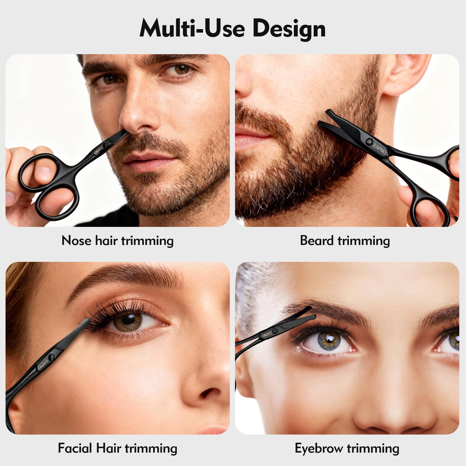ZAPNO compact facial grooming scissors ideal for travel