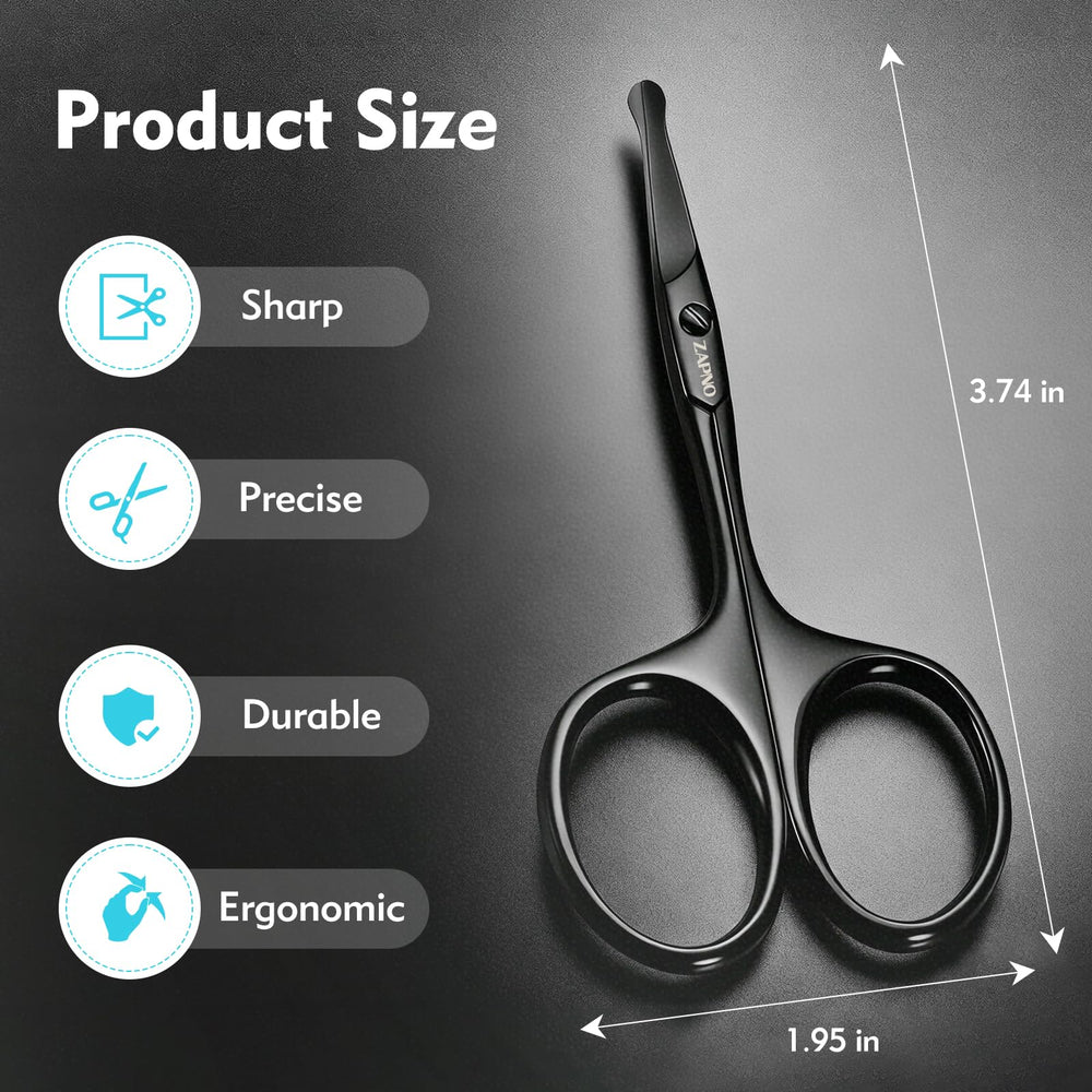 ZAPNO curved-blade nose scissors for precise nostril contouring