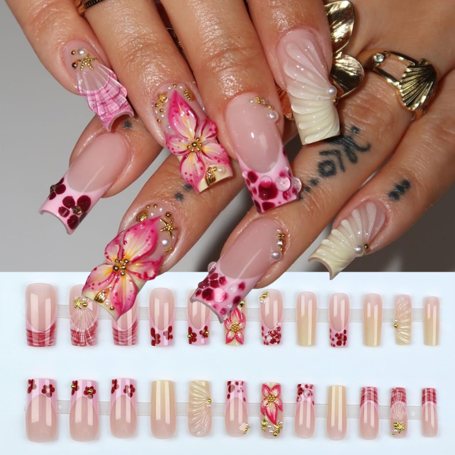 ZASKHLD multi-color nails suited for versatile outfits