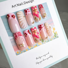 ZASKHLD seashell-pattern press-ons add delicate daily charm