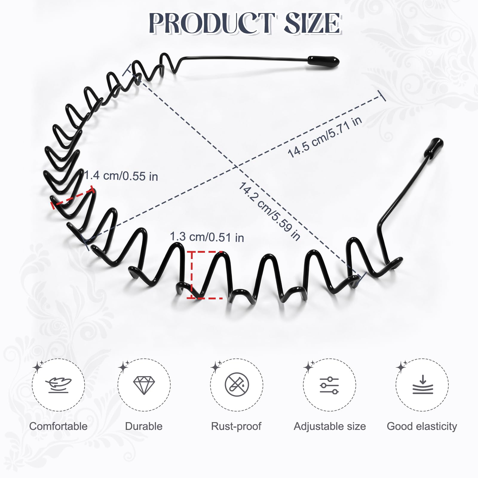 ZASZO adjustable metal headband fits most head sizes comfortably