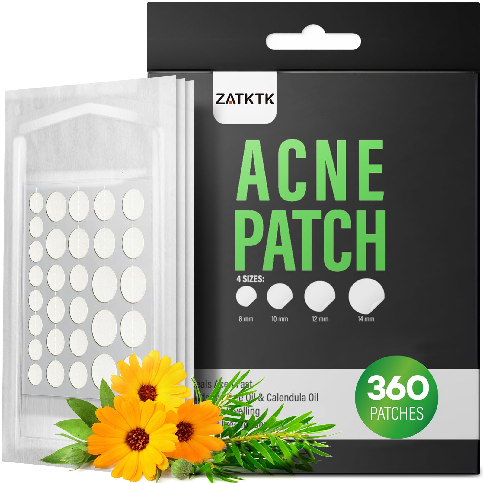 Parche ZATKTK para acné en caja, protección discreta durante la noche.