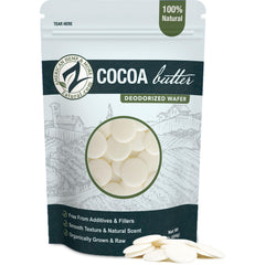 Zatural Raw Cocoa Butter Wafers Deodorized packaging shown for bulk storage