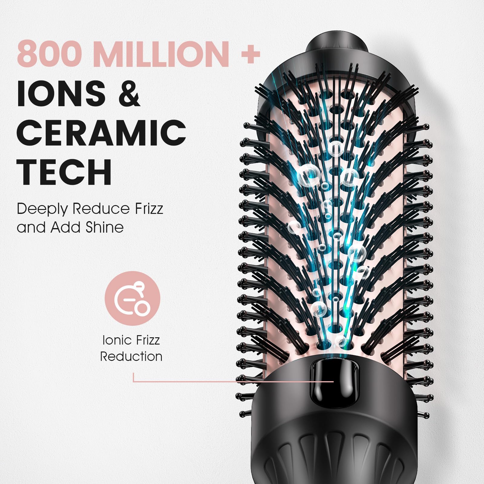 ZAVAREA Ion technology barrel in use demonstrating frizz reduction.