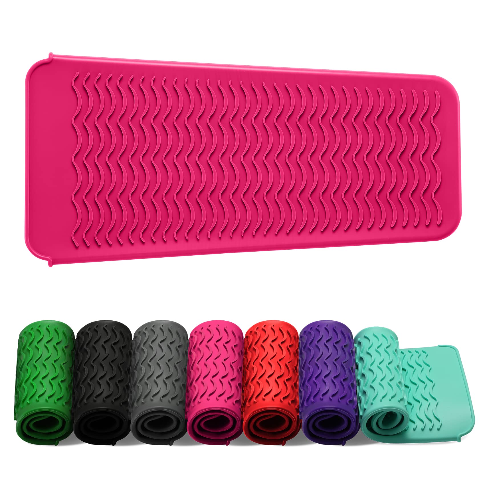 ZAXOP hotpink silicone mat pouch for flat irons keeps surfaces safe and organized.