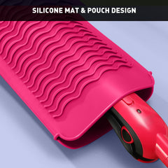 ZAXOP hotpink silicone mat pouch demonstrates heat resistance for hot tools.