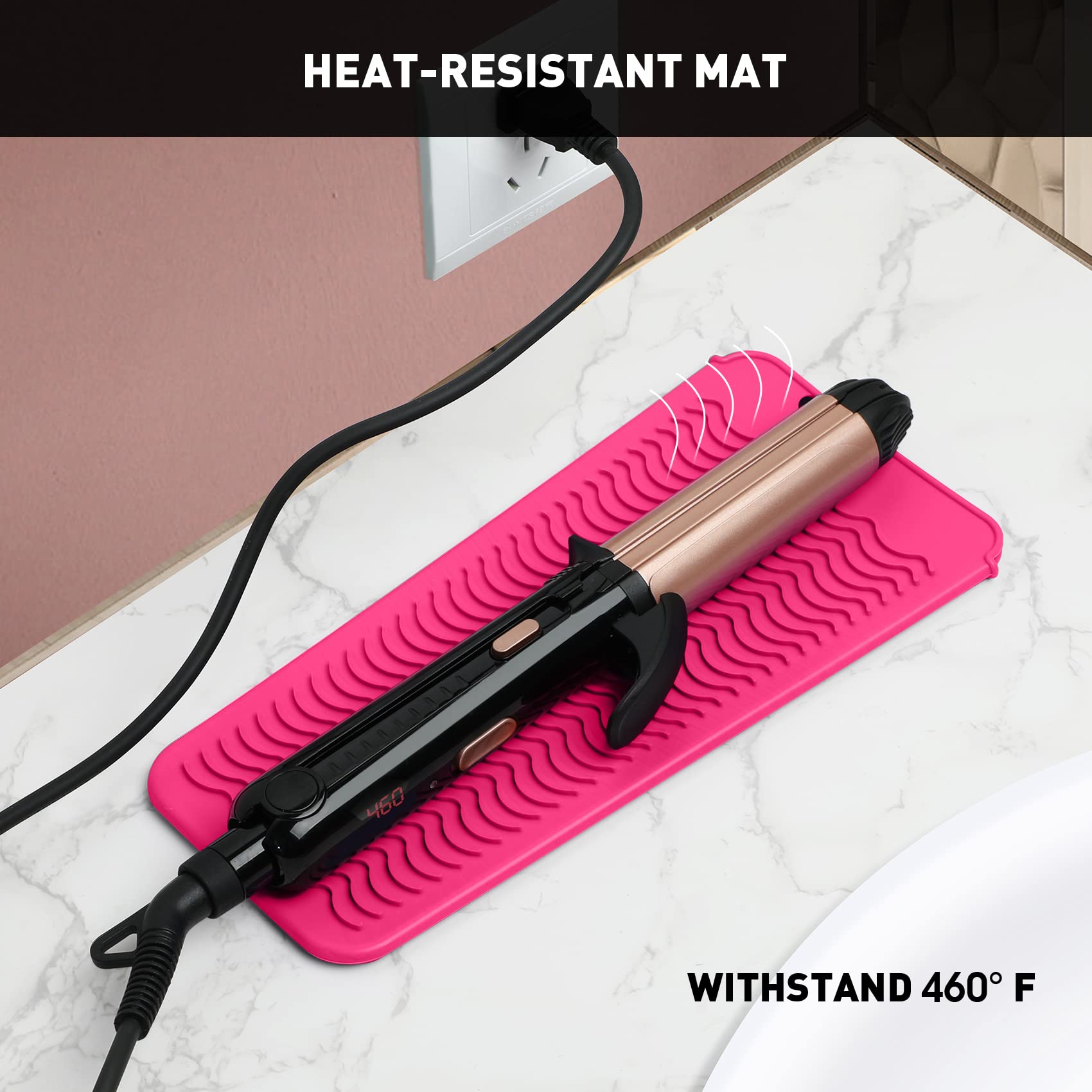 ZAXOP hotpink silicone mat with non-slip texture keeps tools secure.