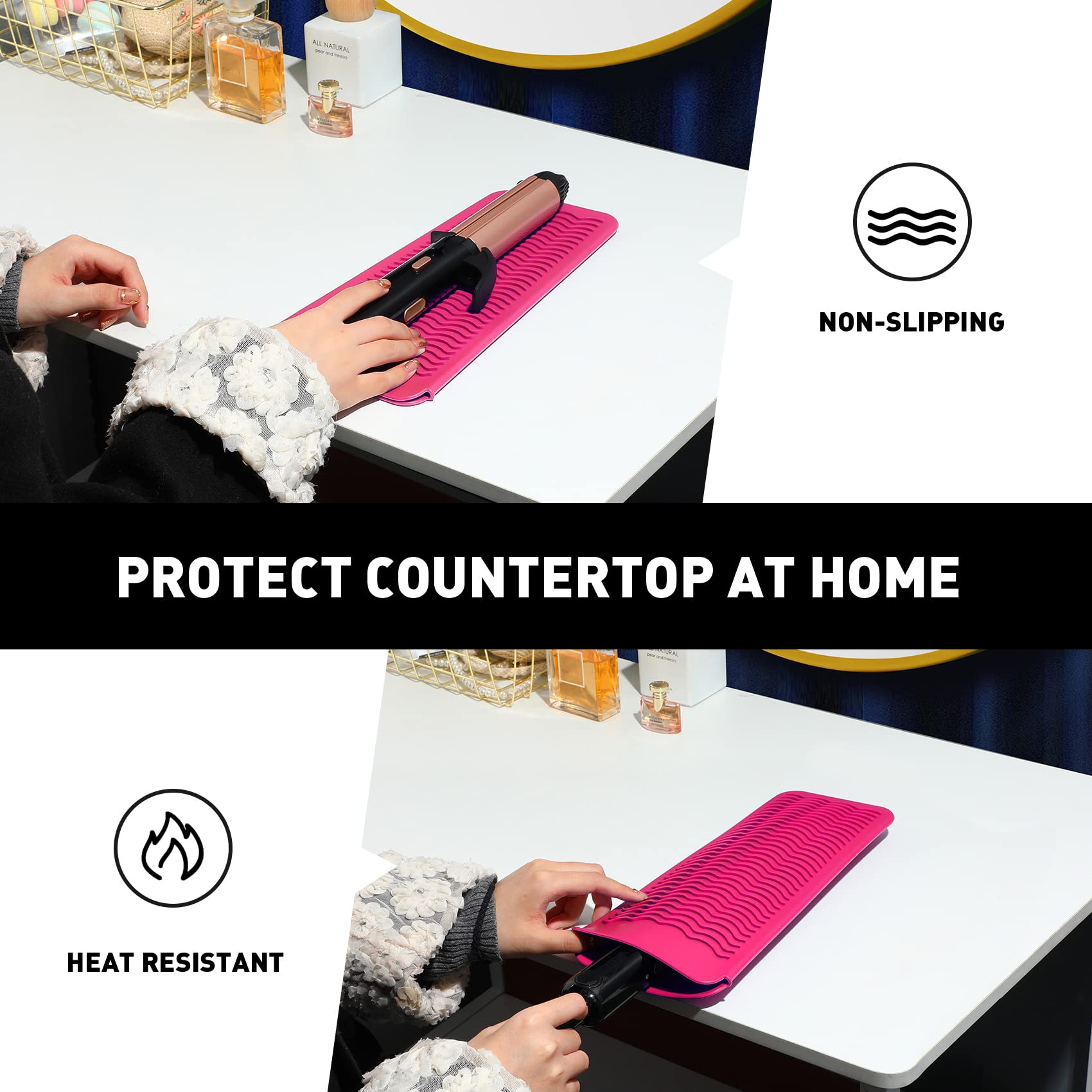 ZAXOP hotpink silicone mat pouch protects surfaces from heat and burns.