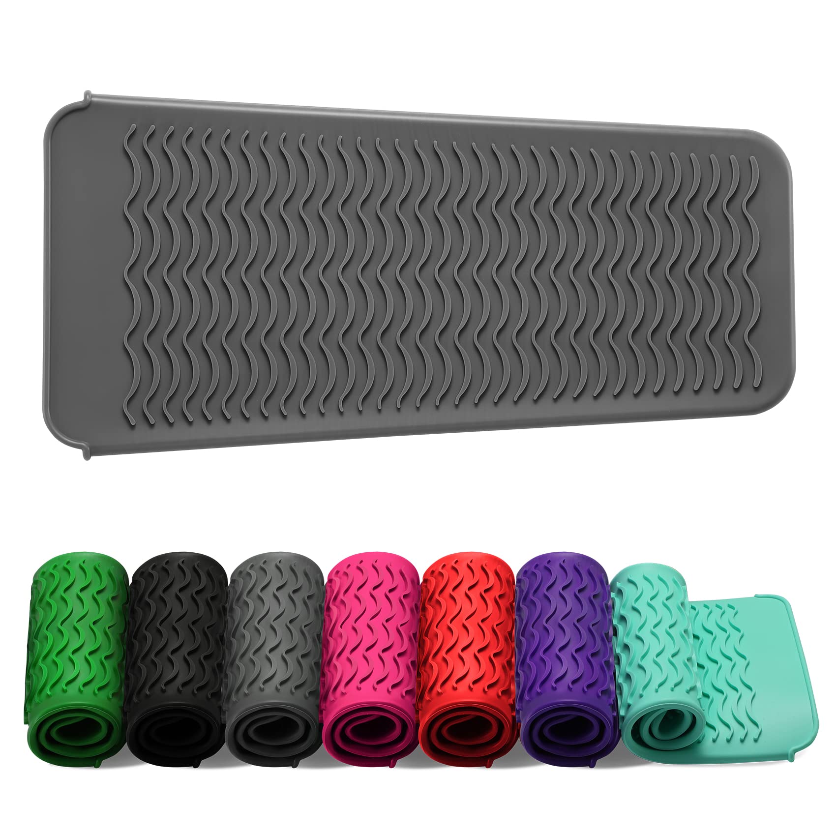ZAXOP silicone mat heat-resistant on vanity protects surfaces during styling.