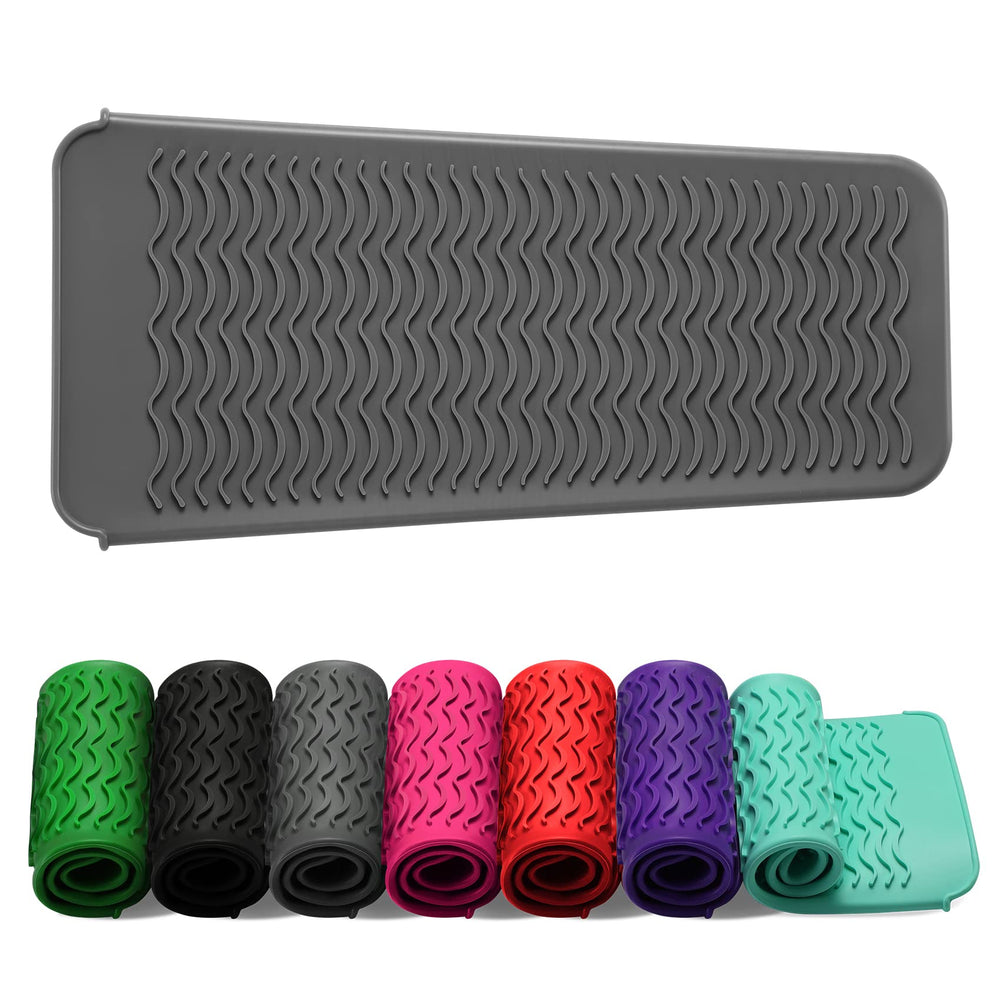 ZAXOP silicone mat heat-resistant on vanity protects surfaces during styling.