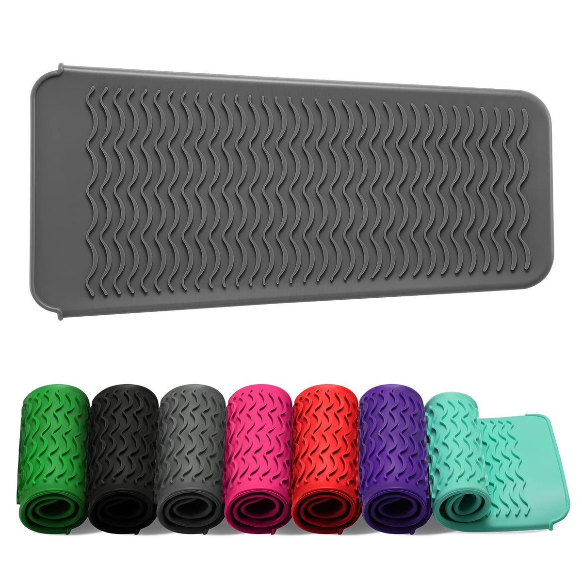 ZAXOP silicone mat heat-resistant on vanity protects surfaces during styling.