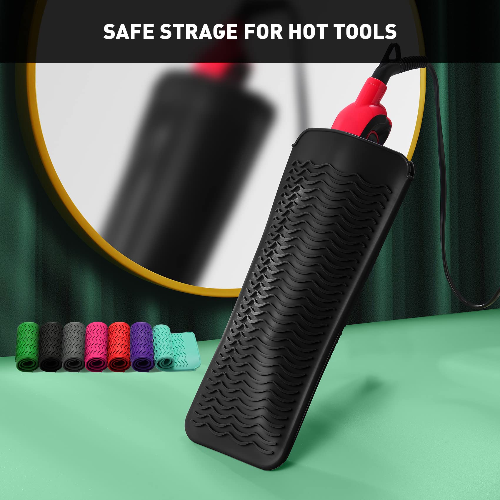 ZAXOP black design silicone pouch complements any vanity setup.