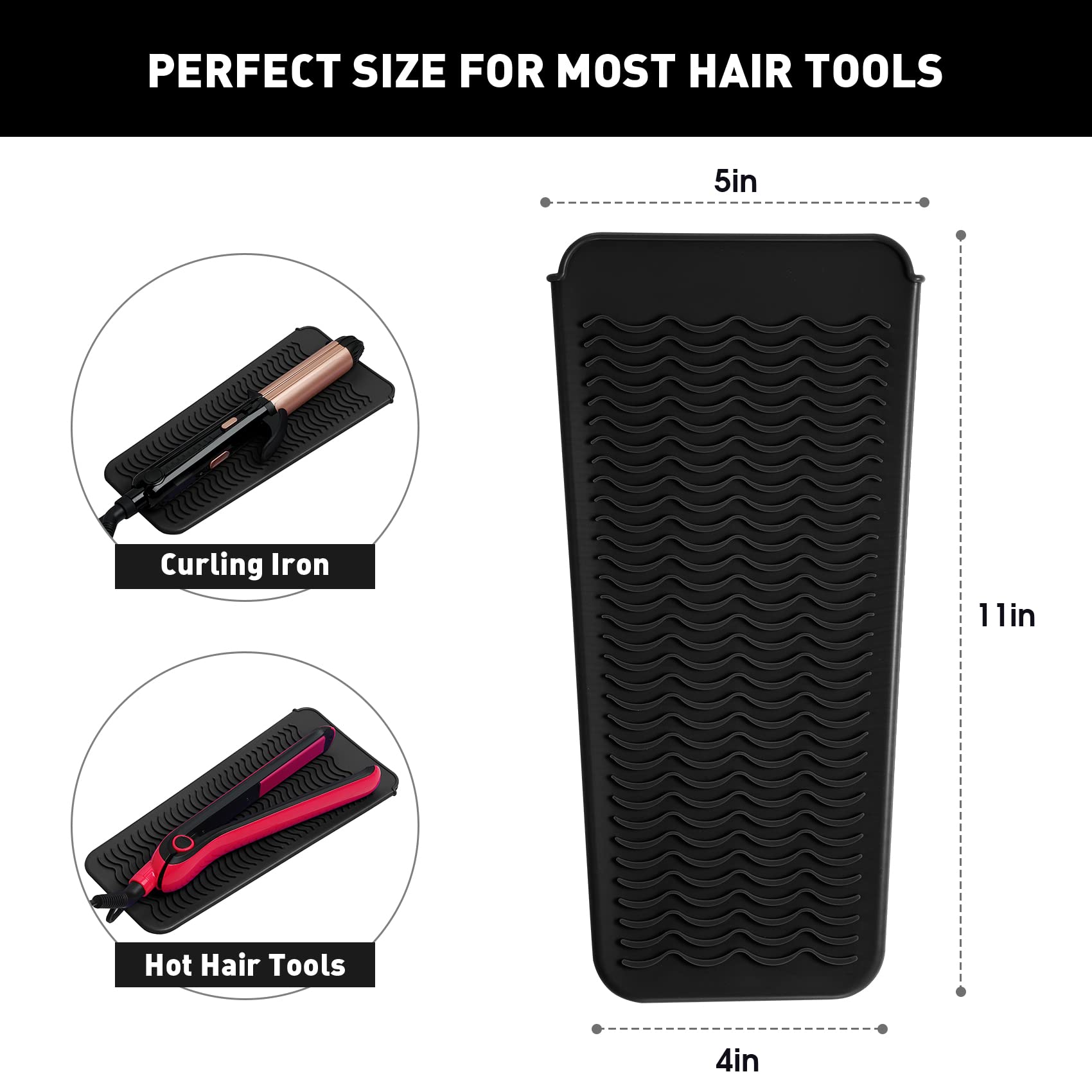 ZAXOP silicone mat pouch for curling iron prevents burns and slips.