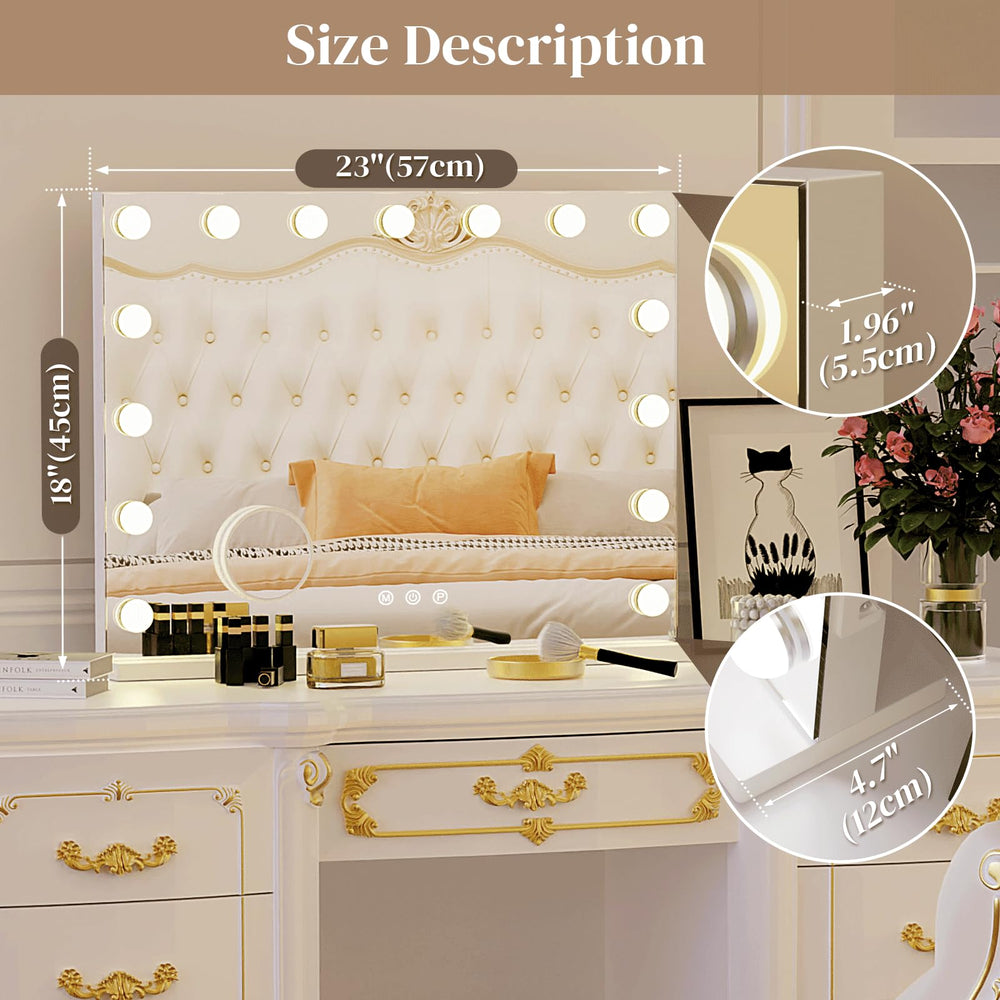Zazafi Hollywood vanity mirror close up on the aluminum frame and modern design.