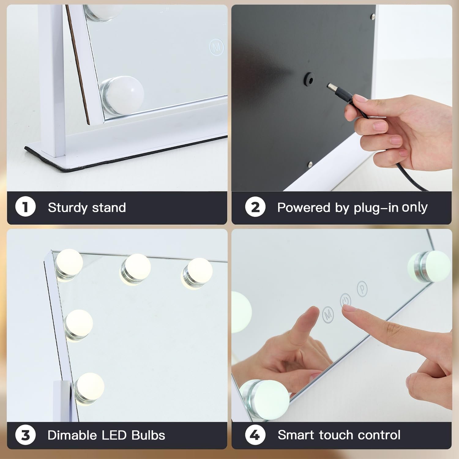 ZBOCAI smart touch control enables quick brightness tweaks