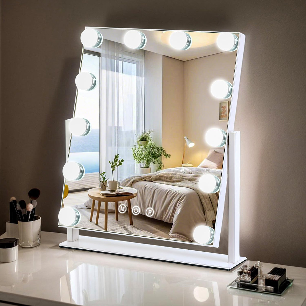 ZBOCAI vanity mirror lights with 13x11 viewing area for precise makeup application