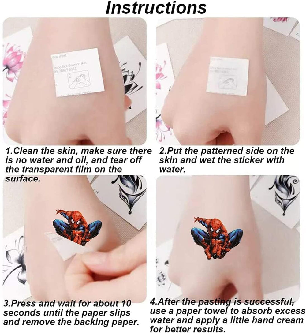 Tatuajes Spider-Man de ZCXDF: aplicación fácil en minutos para niños.