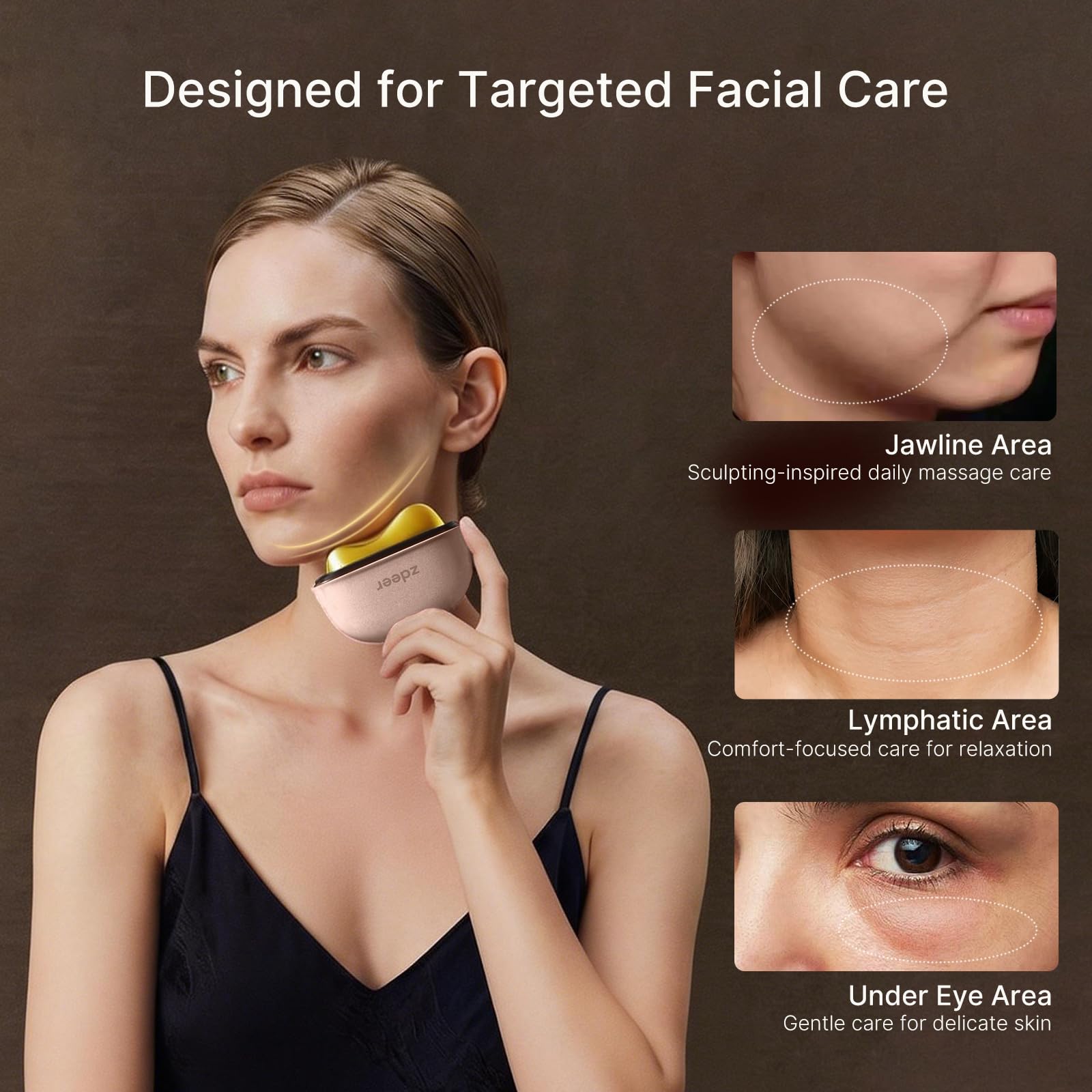 ZDEER ergonomic contoured design against facial curves.