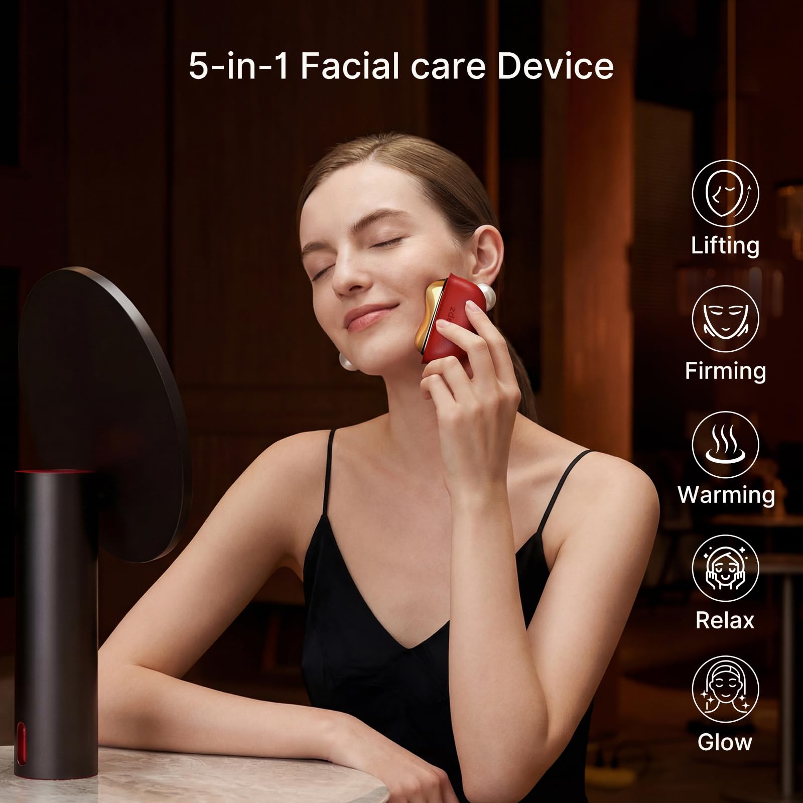 ZDEER smart heat and gentle vibration massage for relaxing facial care.