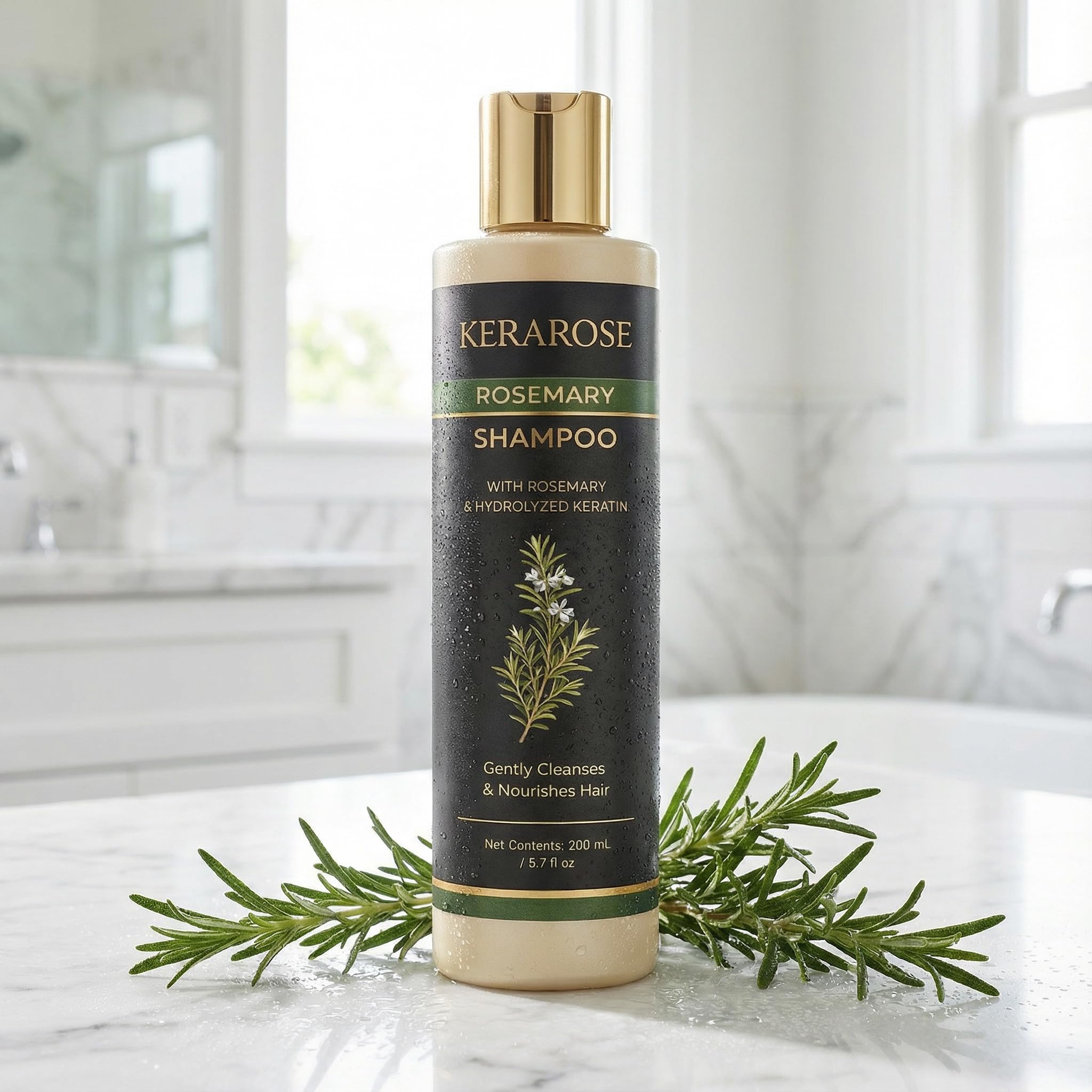 Zdiwond Kerarose Rosemary Shampoo hair texture close-up shows lightweight formula for all hair types