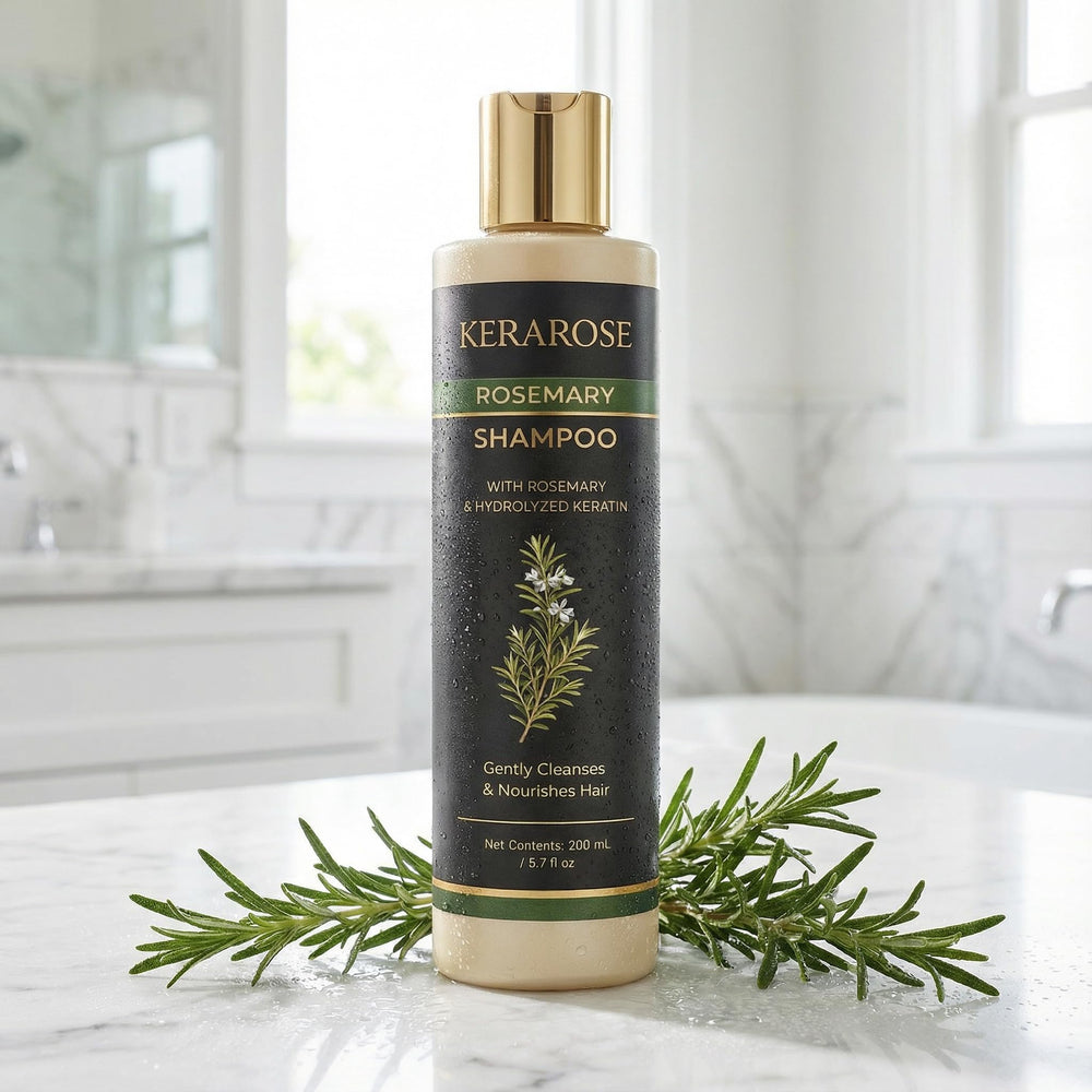 Zdiwond Kerarose Rosemary Shampoo hair texture close-up shows lightweight formula for all hair types