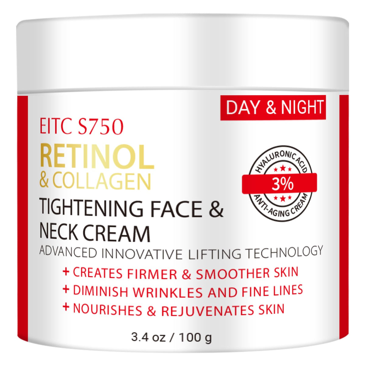 ZDQULX retinol face neck cream jar closeup showing luxurious texture for daily use