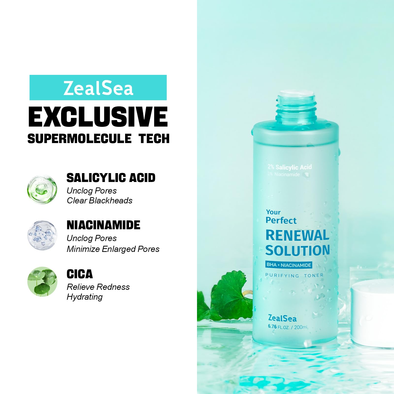 ZealSea Toner betaina y salicílico: hidratación suave con acción BHA.
