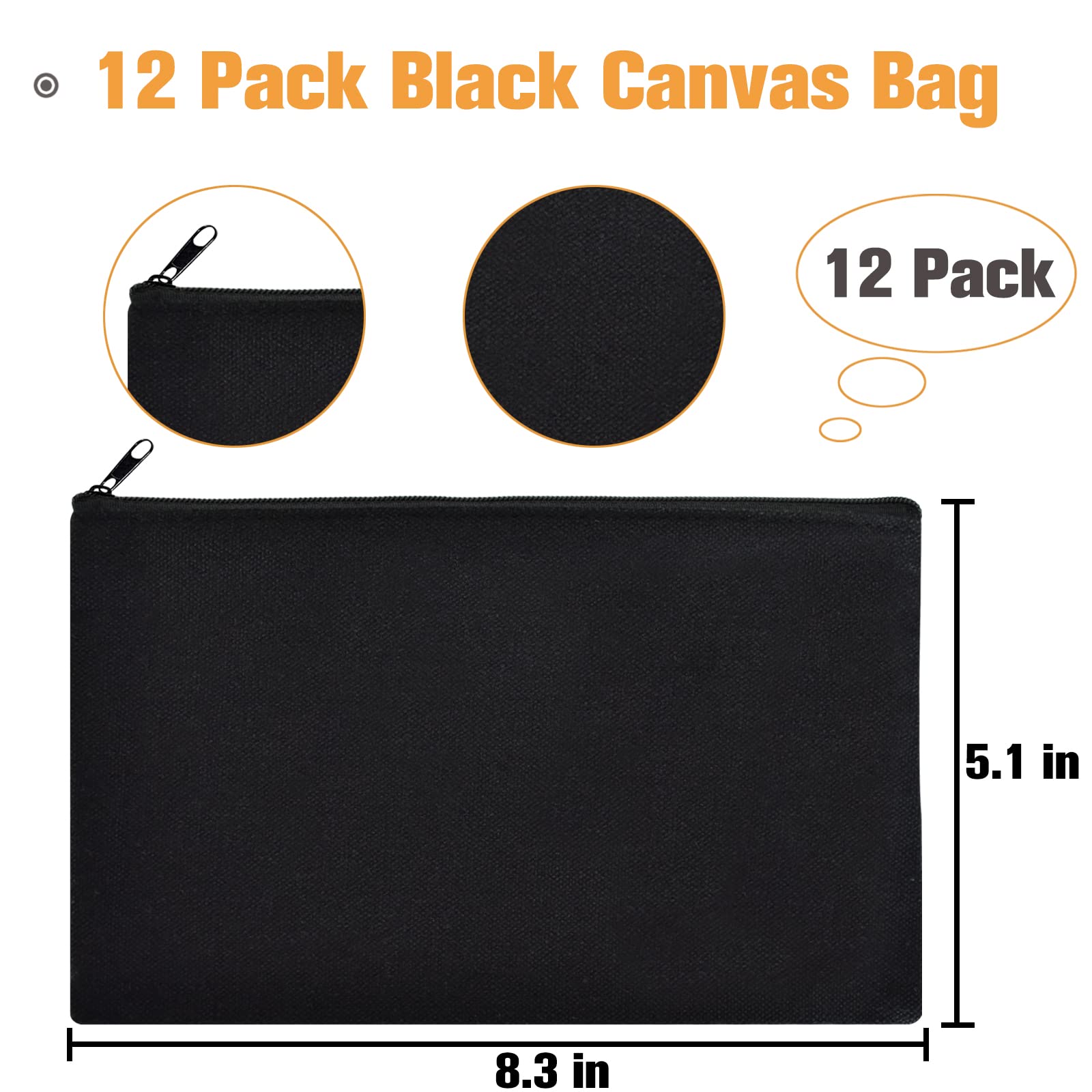 ZeeDix canvas pouch zipper detail, durable resin zipper for smooth daily use.