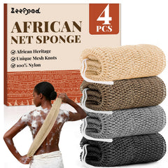 Zeefpod esponja africana auténtica, 4 packs, exfoliación diaria para piel suave.