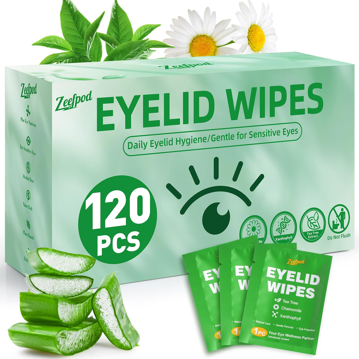 Zeefpod limpieza diaria de párpados para ojos sensibles, refresca al instante.