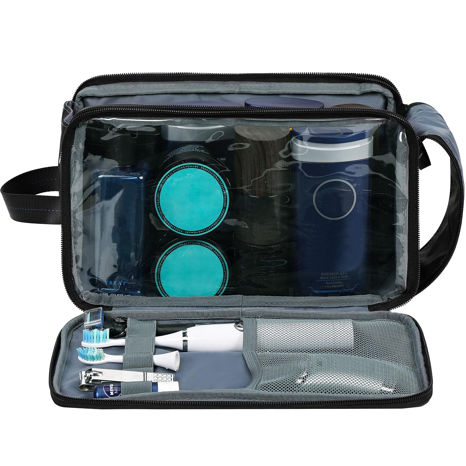 ZEEMO bag showing dual-side compartments for organized items.