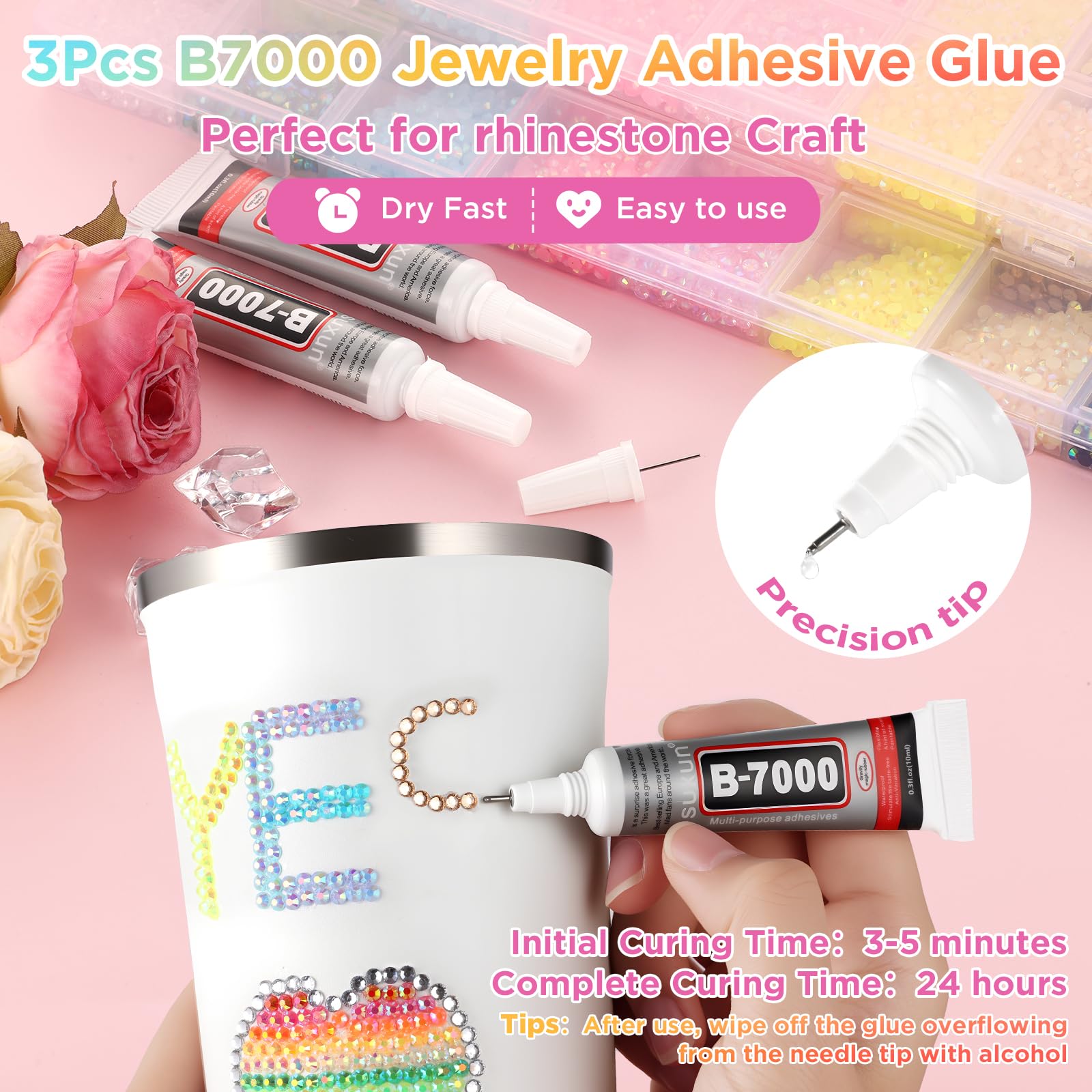 Zefy tweezer for precise rhinestone pickup and placement.