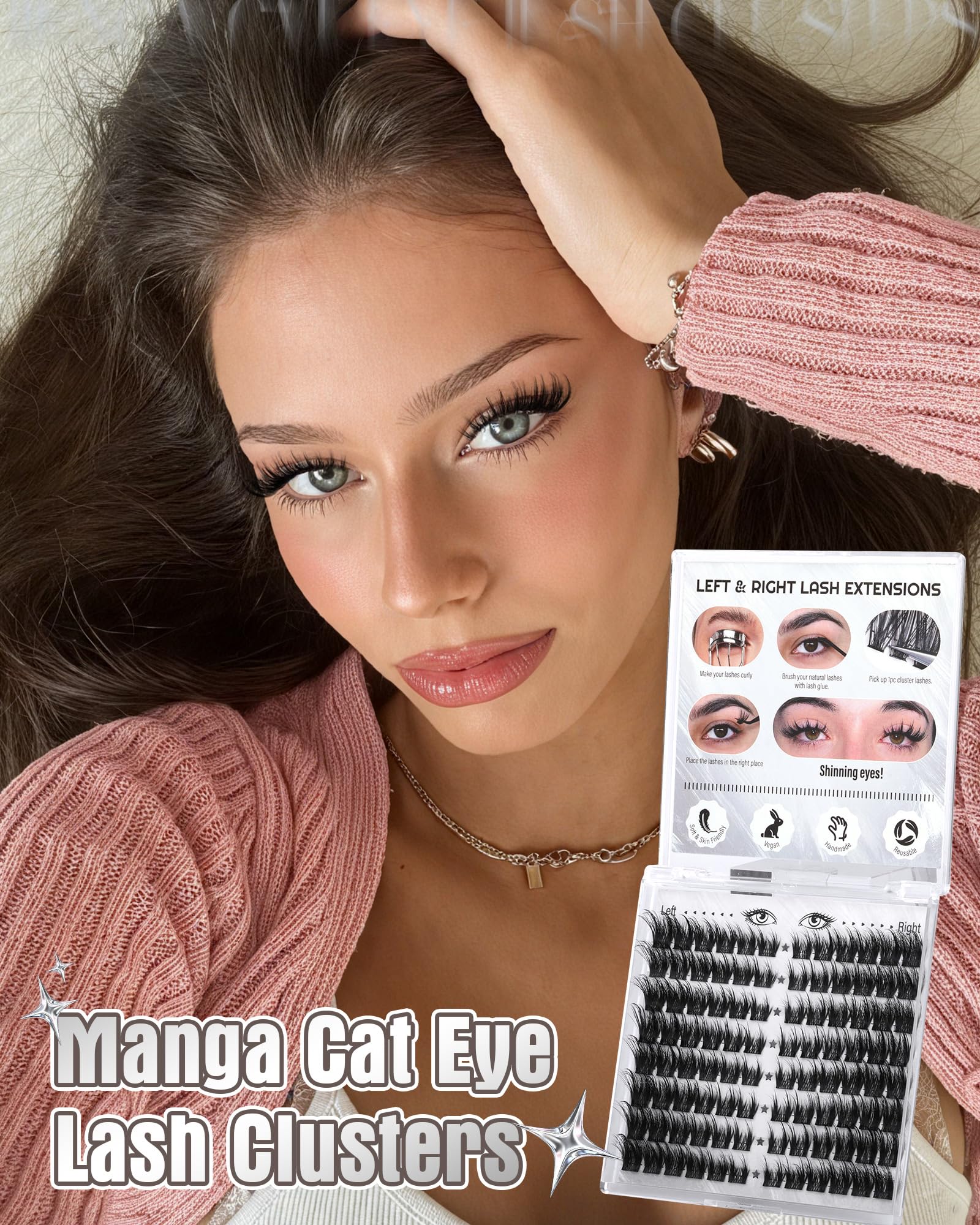 Zegaine 10-18mm graduated lengths create a manga-inspired cat eye.